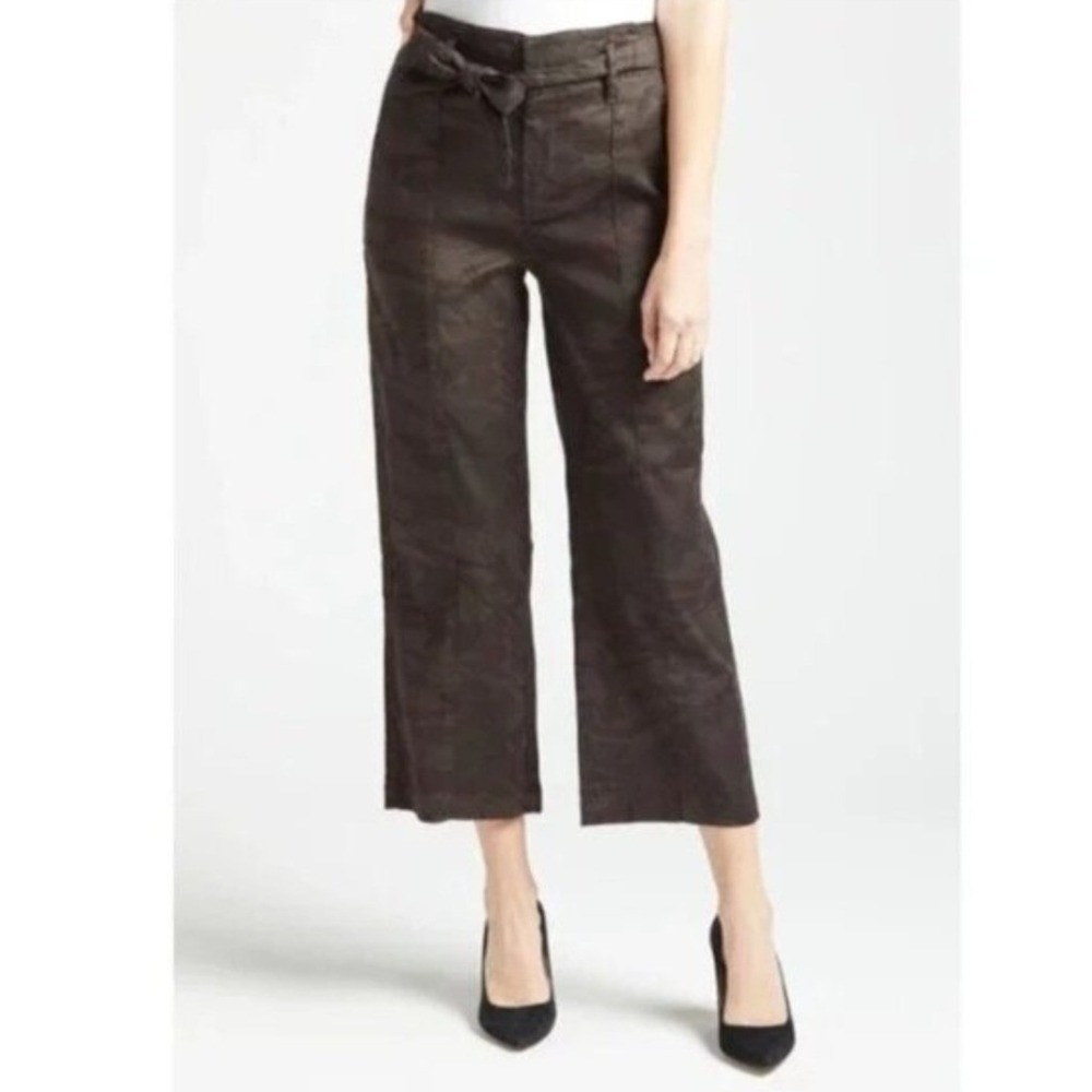 Level 99 Midnight Camo Linen Blend Wide Leg Belted Pants Size 28 NL2G94